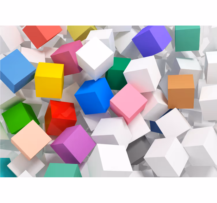 Roller blind for living room 3d colored cubes - TenStickers