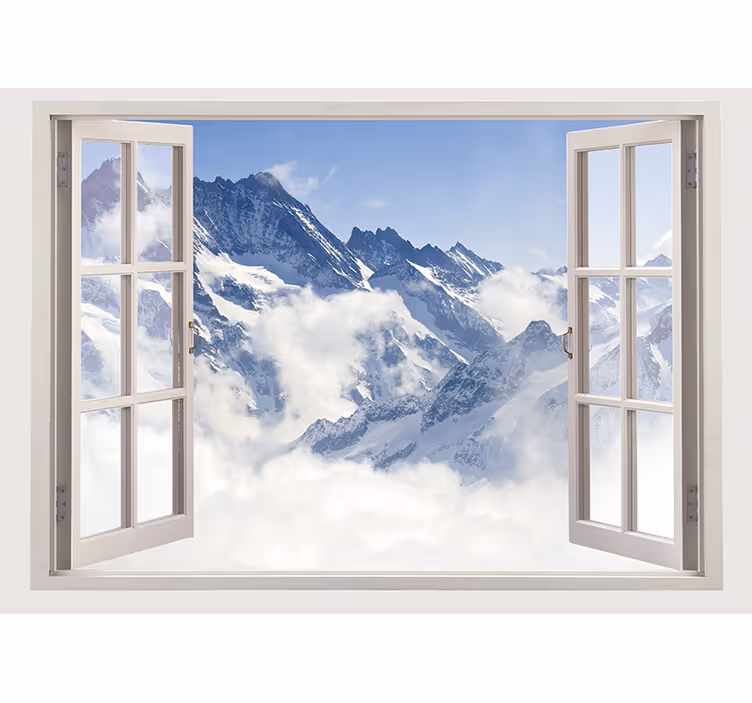 Roller blind for living room mountain view blue sky - TenStickers