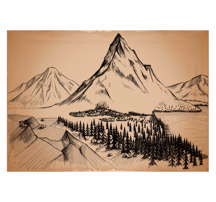 Roller blind for living room forest etching - TenStickers
