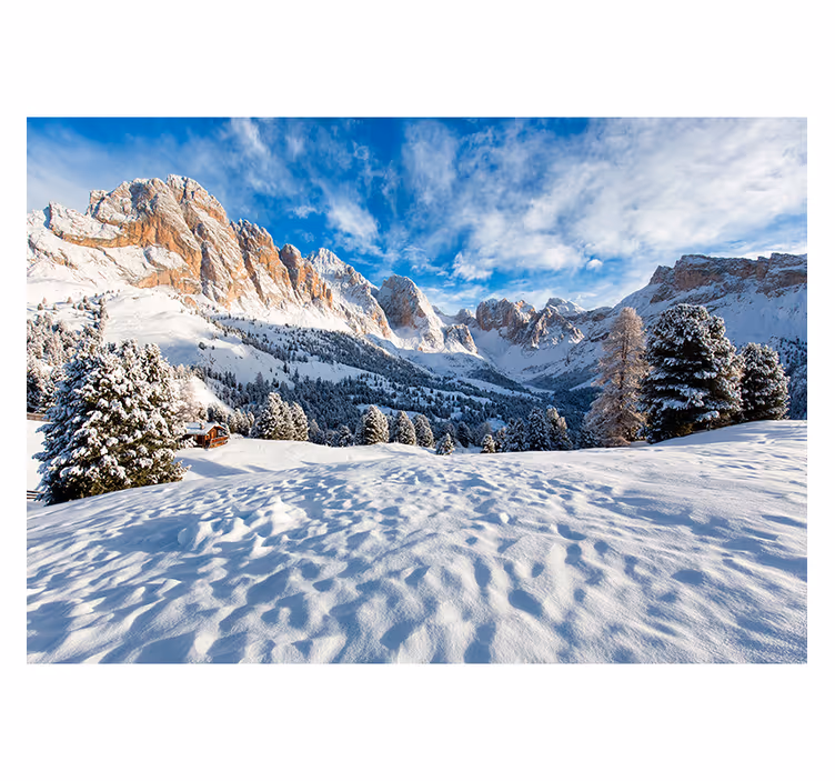 Roller blind for living room snowy mountain mural - TenStickers