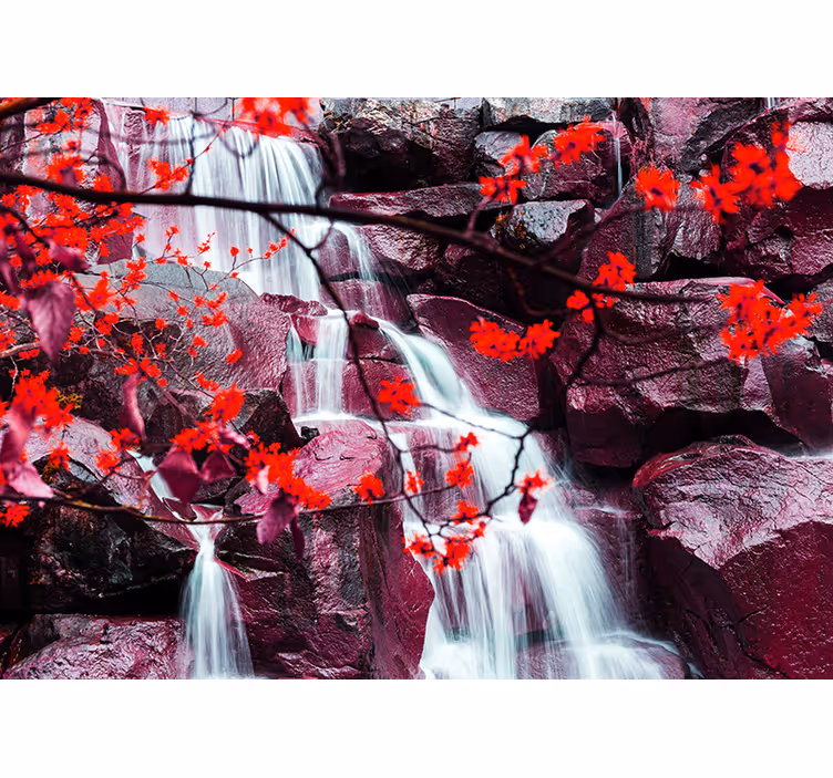 Waterfall nature spring forest roller blind for living room - TenStickers