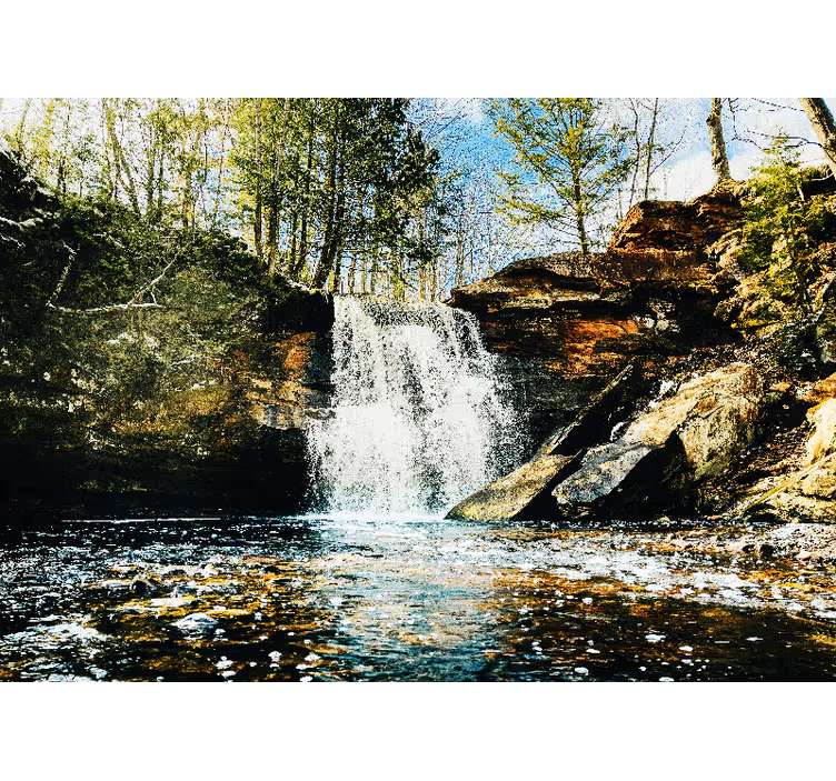 Roller blind for living room landscape waterfall forest - TenStickers