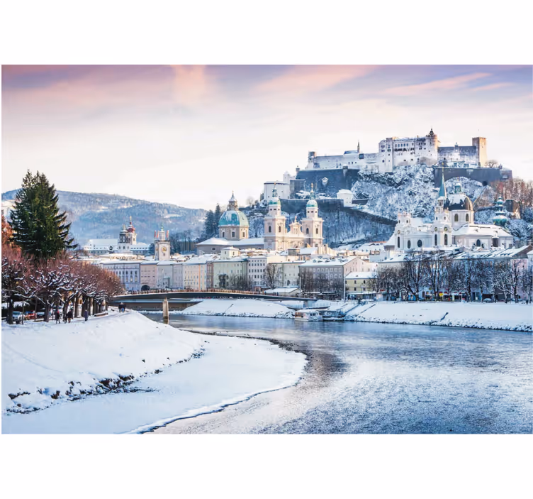 Roller blind for living room salzburg winter - TenStickers