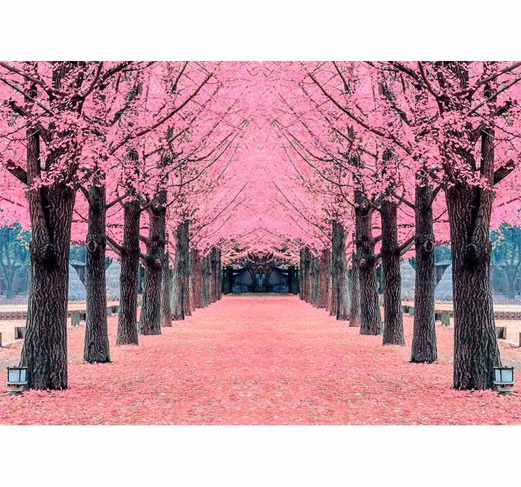 Roller blind for living room pink trees nami island - TenStickers