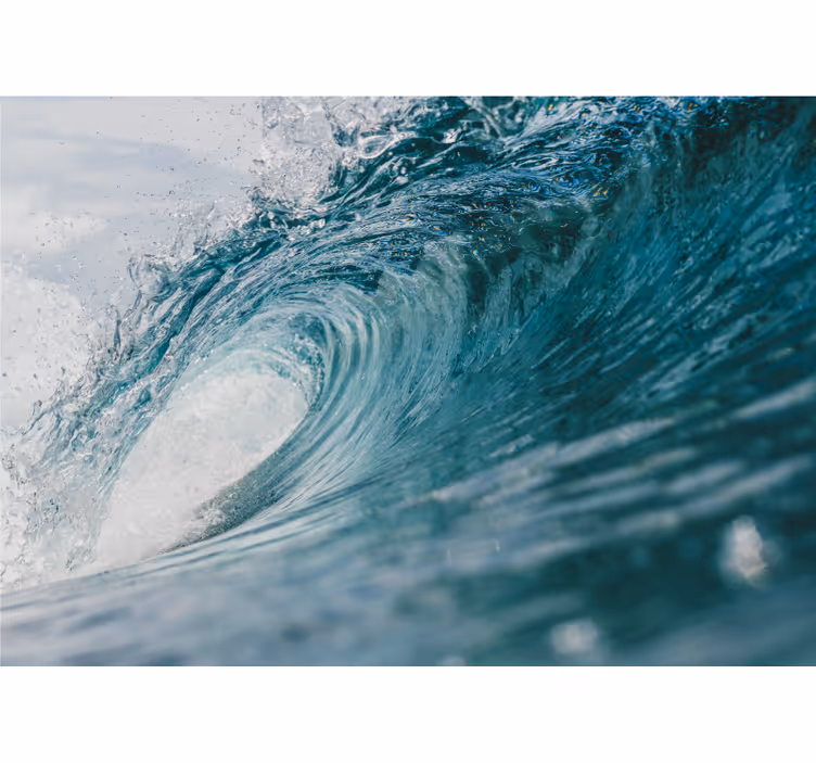 Roller blind for living room ocean wave mural - TenStickers