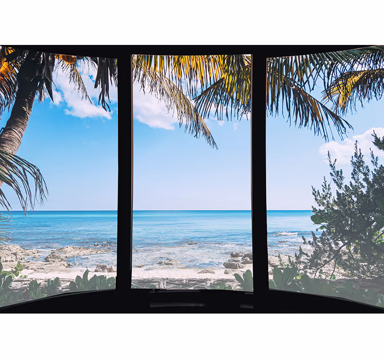 Roller blind for living room 3d ocean view design - TenStickers