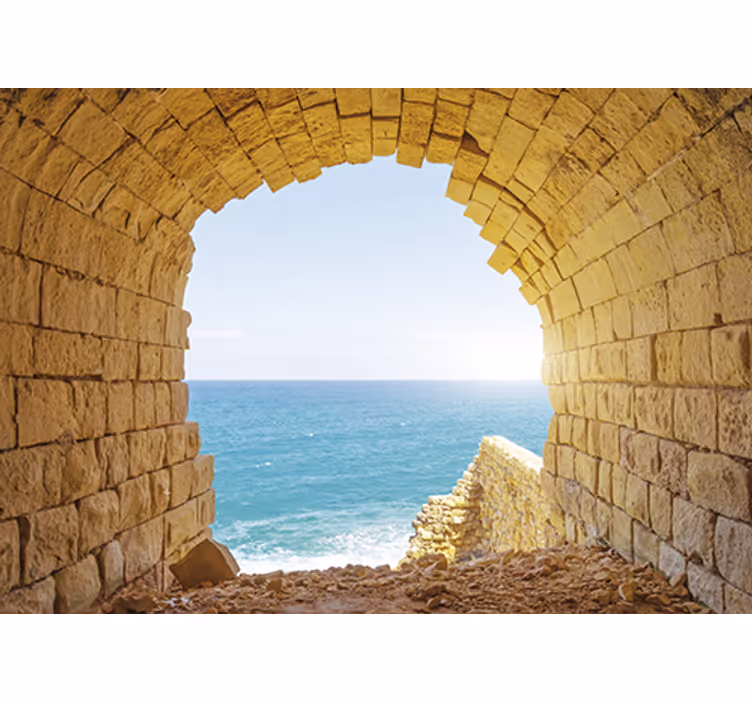 Roller blind for living room cave ocean view photo - TenStickers