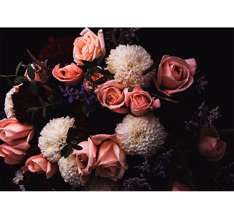 Roller blind for living room luxurious pink rose bouquet - TenStickers