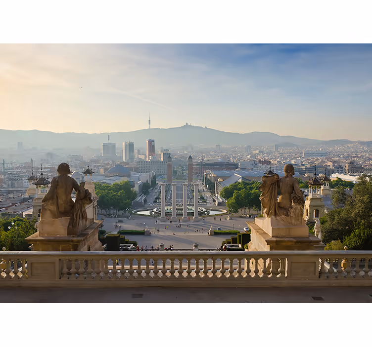 Roller blind for living room barcelona montjuic fountain - TenStickers