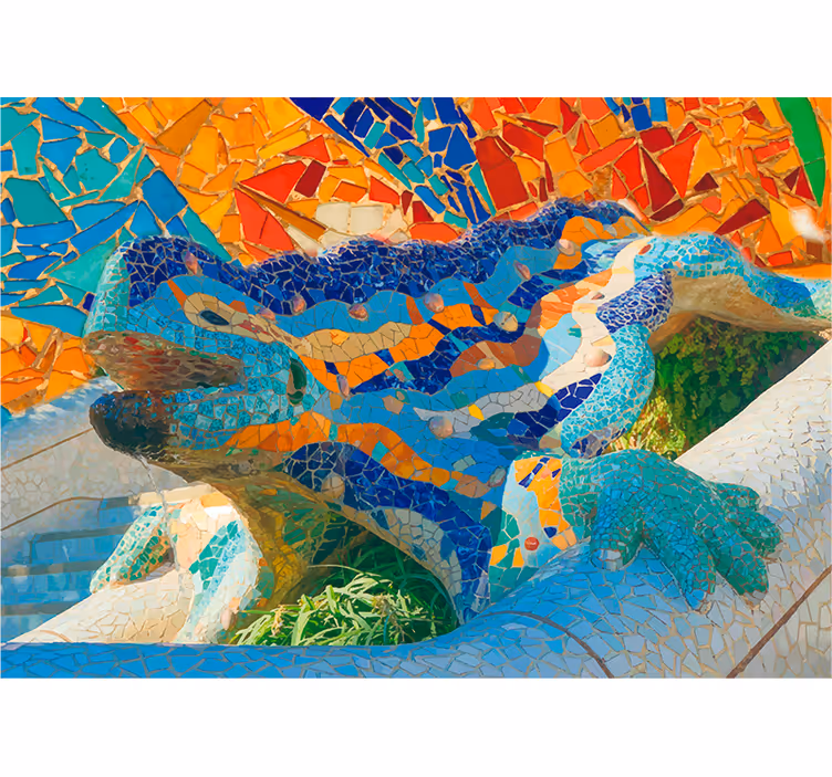 Roller blind for living room park güell mural print - TenStickers