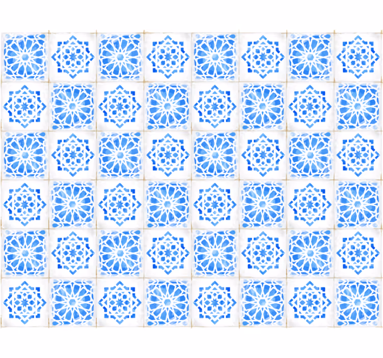Blue roller blind with detailed blue designs - TenStickers
