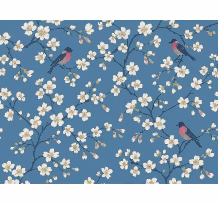 Blue roller blind blue orchard birds design - TenStickers