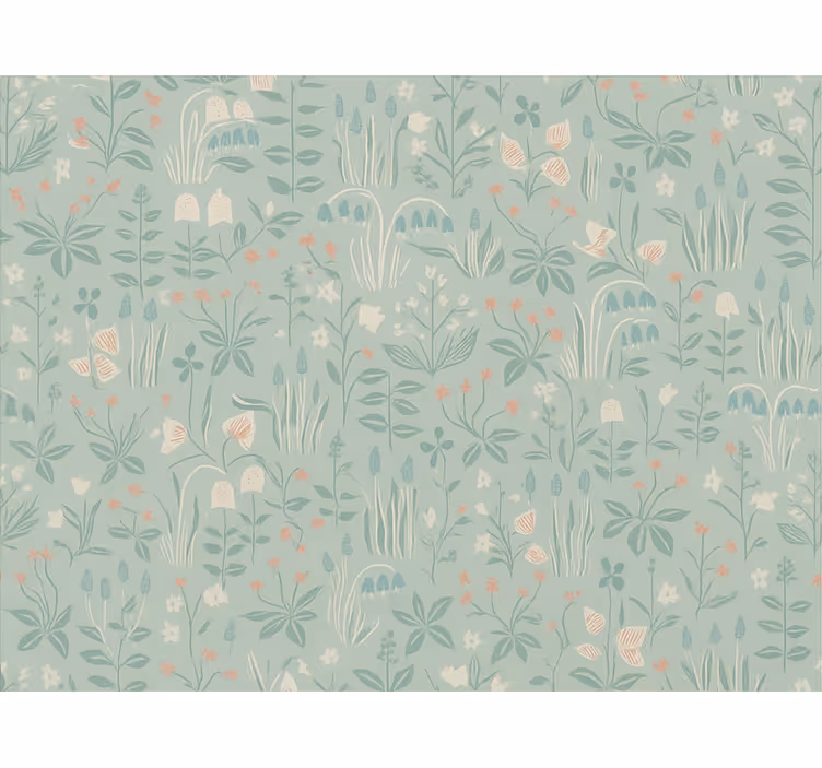 Blue roller blind in scandinavian floral design - TenStickers