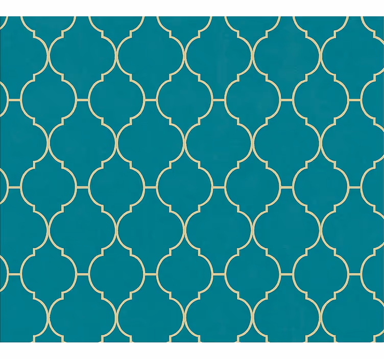 Blue roller blind with gold and turquoise pattern - TenStickers