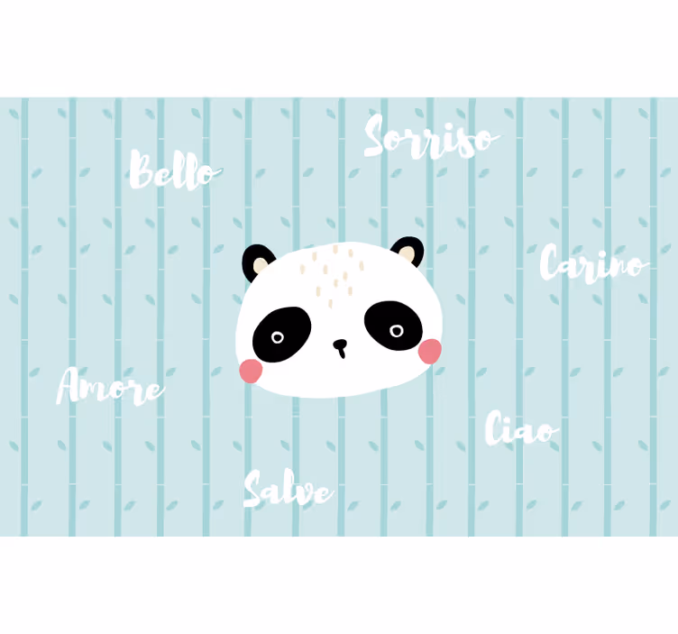 Blue roller blind panda among the clouds - TenStickers