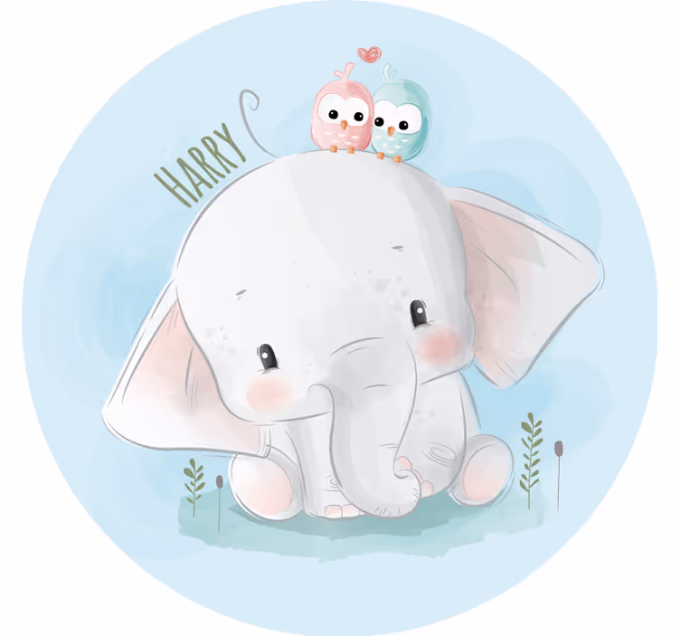 Blue roller blind with large blue elephant design - TenStickers