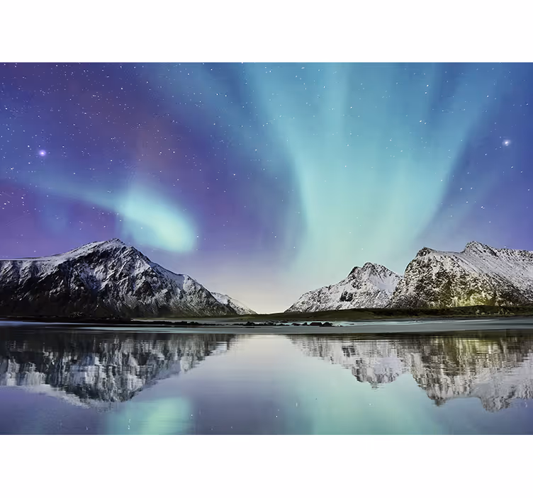 Roller blind for living room northern lights lake - TenStickers