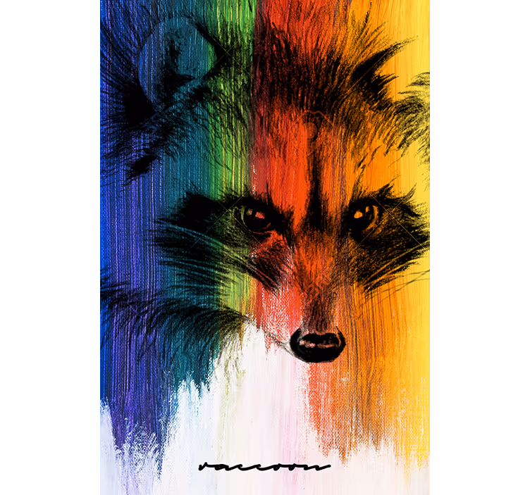 Rainbow raccoon roller blind for living room - TenStickers