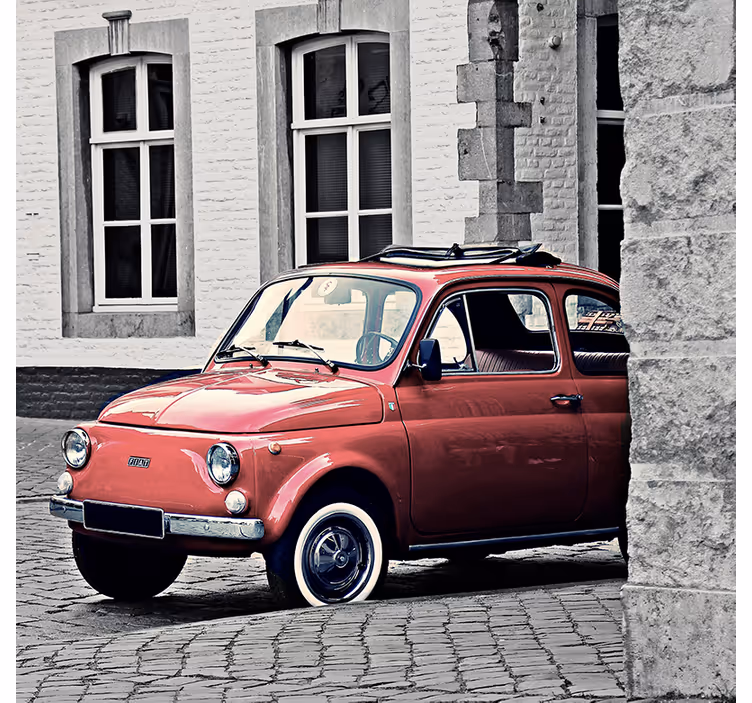 Roller blind for living room vintage fiat 500 - TenStickers
