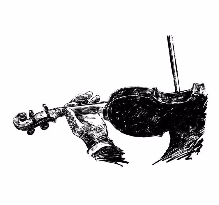 Hand drawn violin musician roller blind for living room - TenStickers