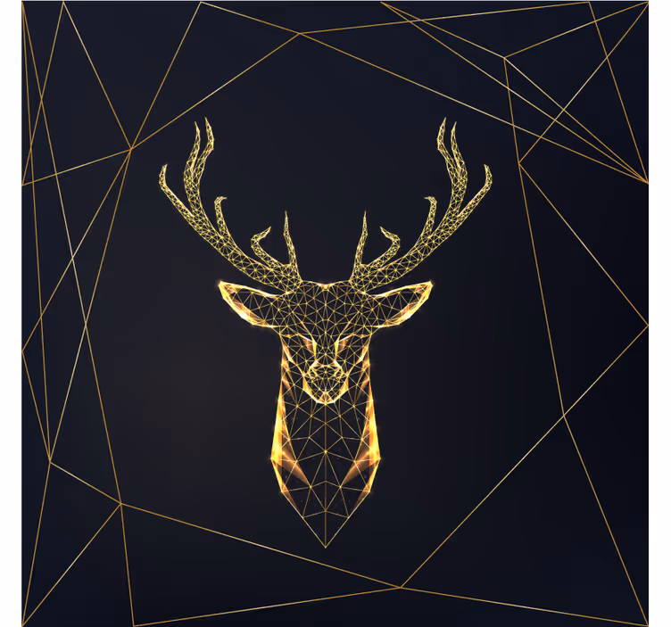 Geometric stag in gold roller blind for living room - TenStickers