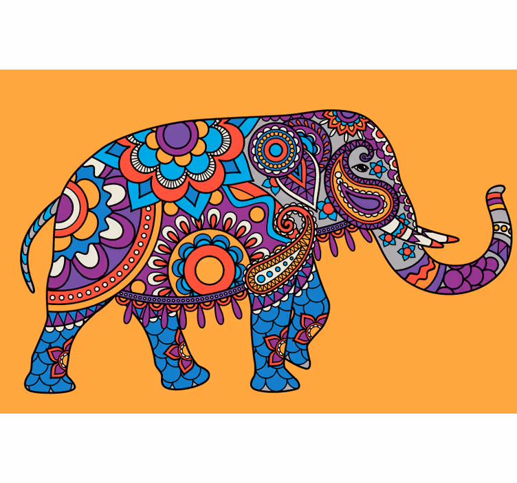 Roller blind for living room multicolor walking elephants - TenStickers