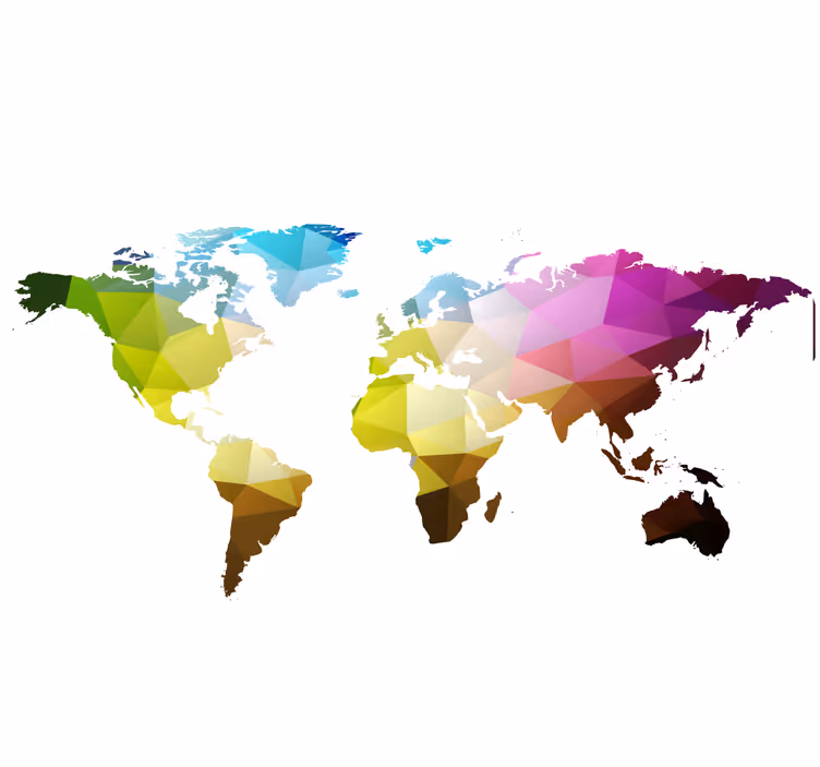 Triangle world map roller blind for living room - TenStickers
