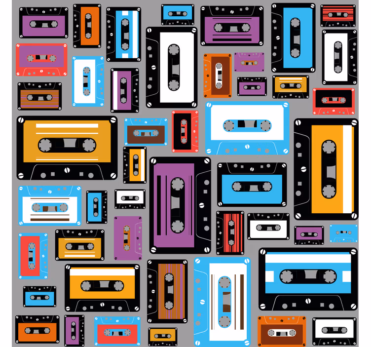 Roller blind for living room retro 80s cassette design - TenStickers