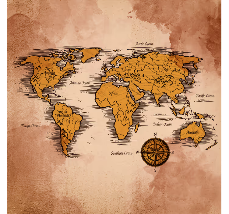 Roller blind for living room artistic world map - TenStickers