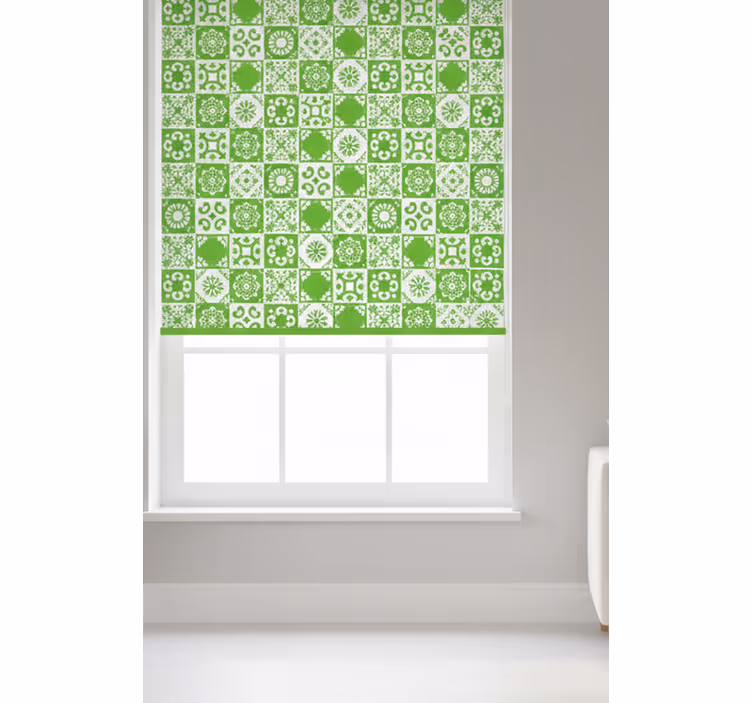 Green roller blind abstract green and white design - TenStickers