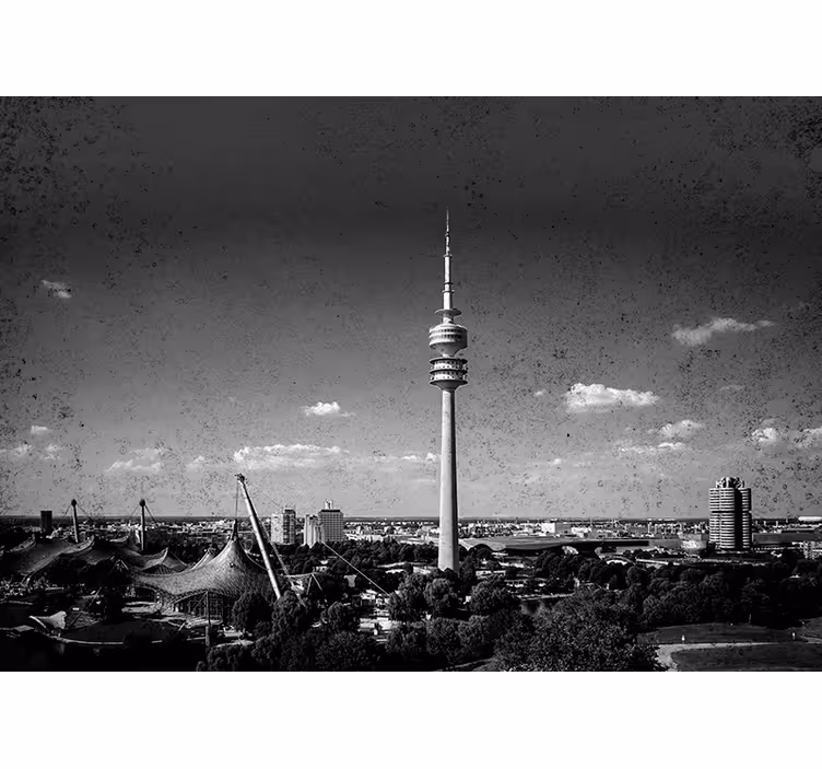 Roller blind for living room munich olympiapark skyline - TenStickers