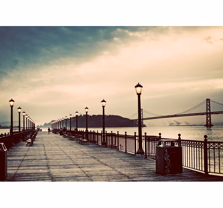 Roller blind for living room bridge with street lights - TenStickers