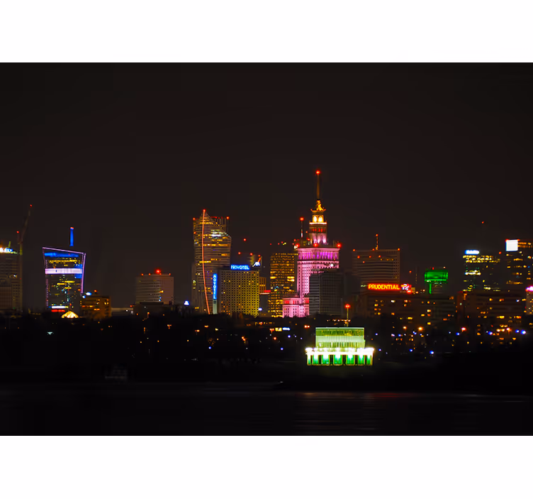 Warsaw at night roller blind for living room - TenStickers