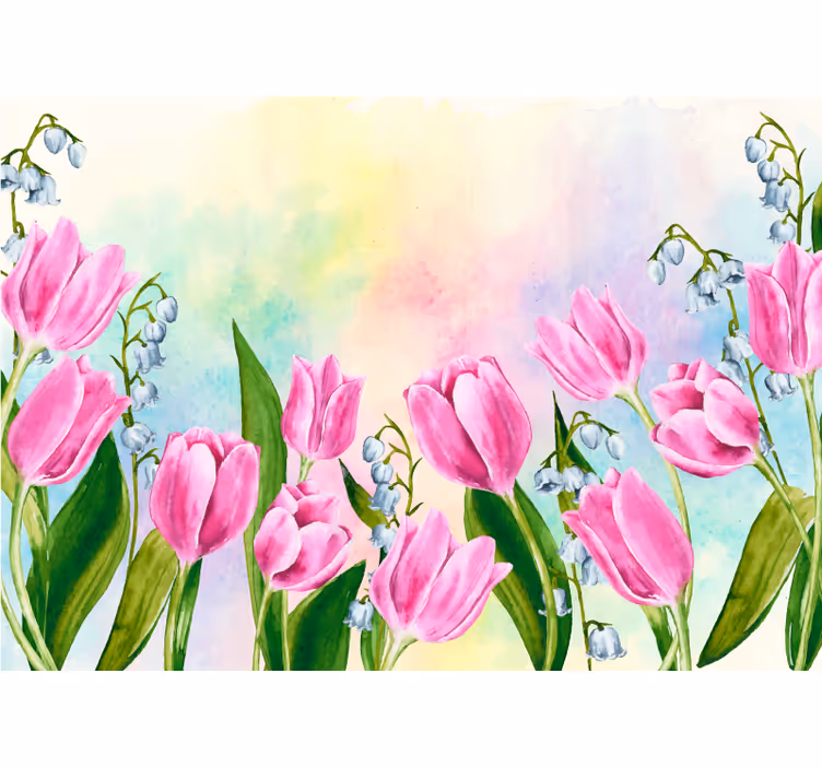 Many tulips together roller blind for living room - TenStickers