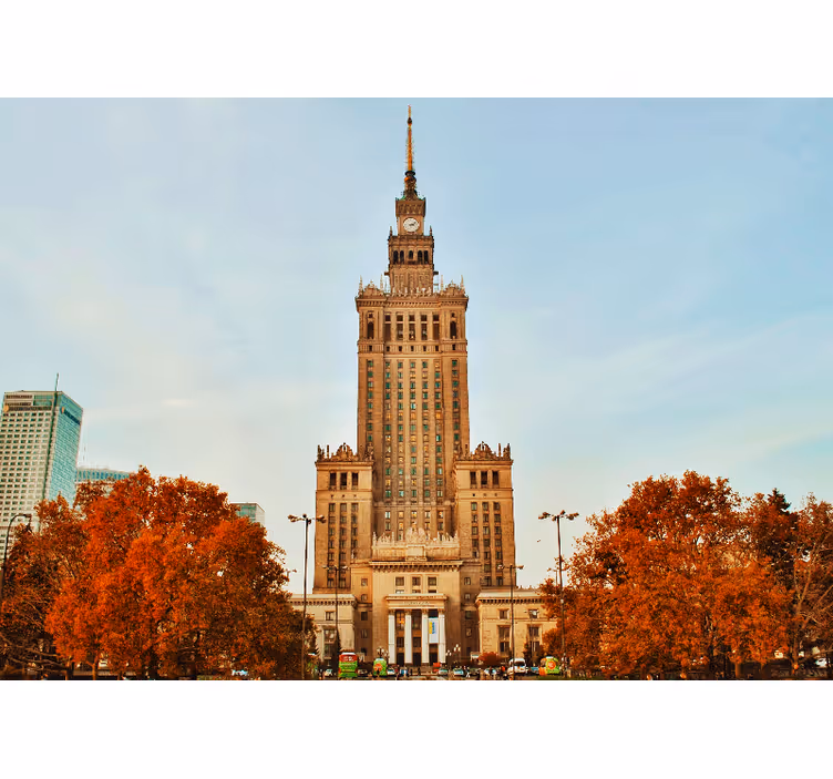 Roller blind for living room warsaw palace of culture - TenStickers