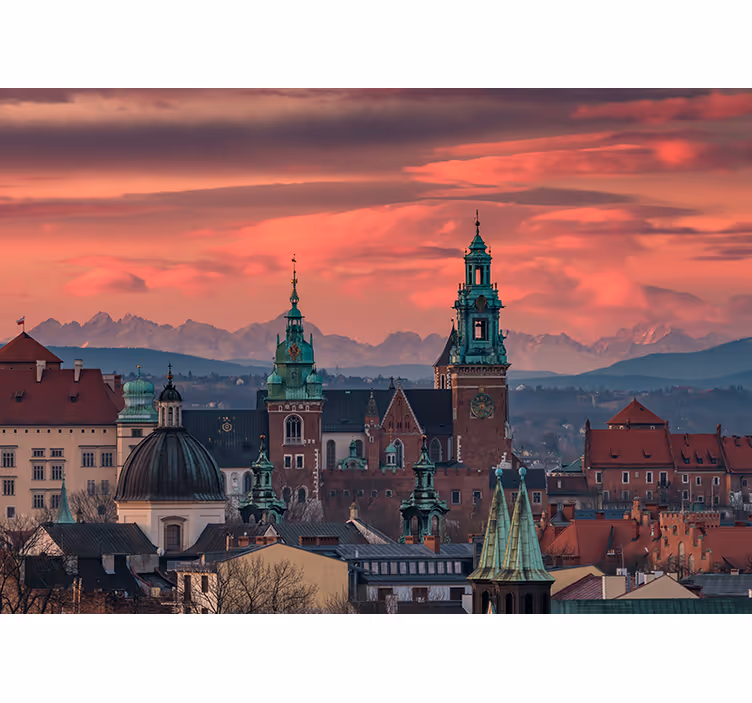 Roller blind for living room cracow tatra view - TenStickers