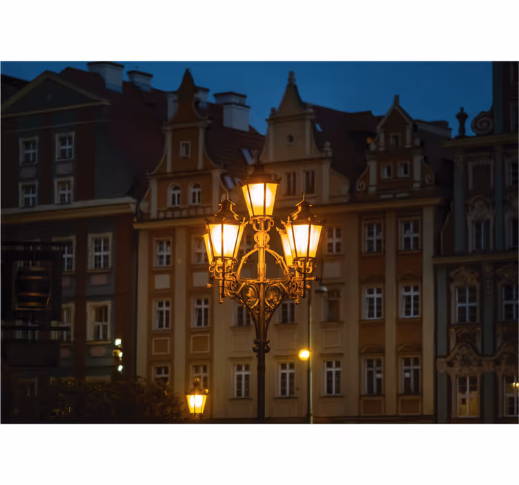 Wrocław at sunfall roller blind for living room - TenStickers