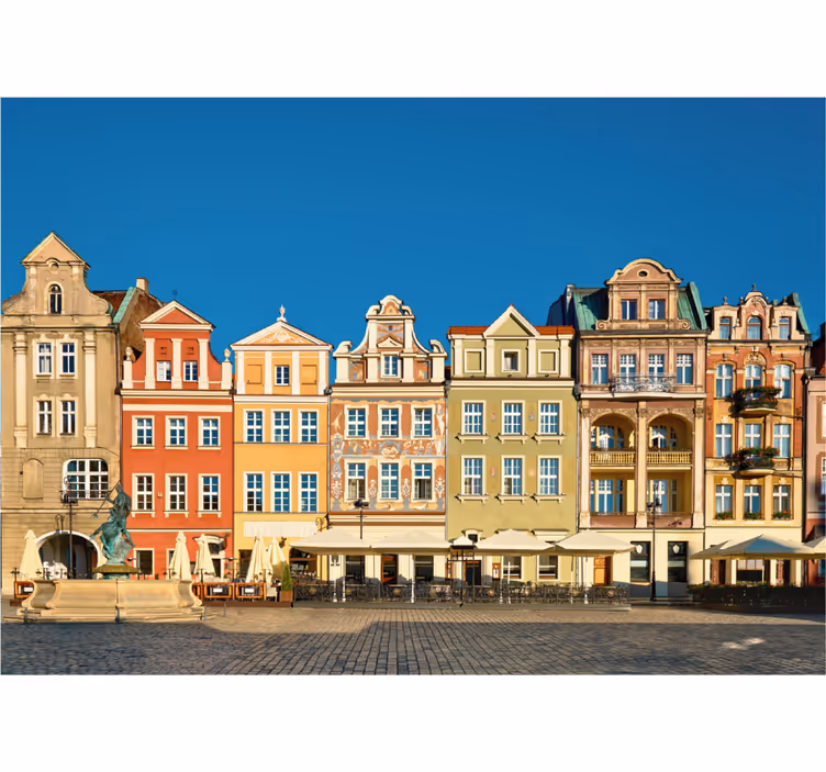 Roller blind for living room poznań market square - TenStickers