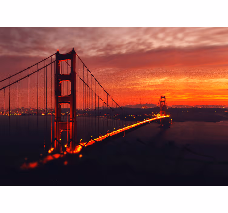 Roller blind for living room golden gate at sunset - TenStickers