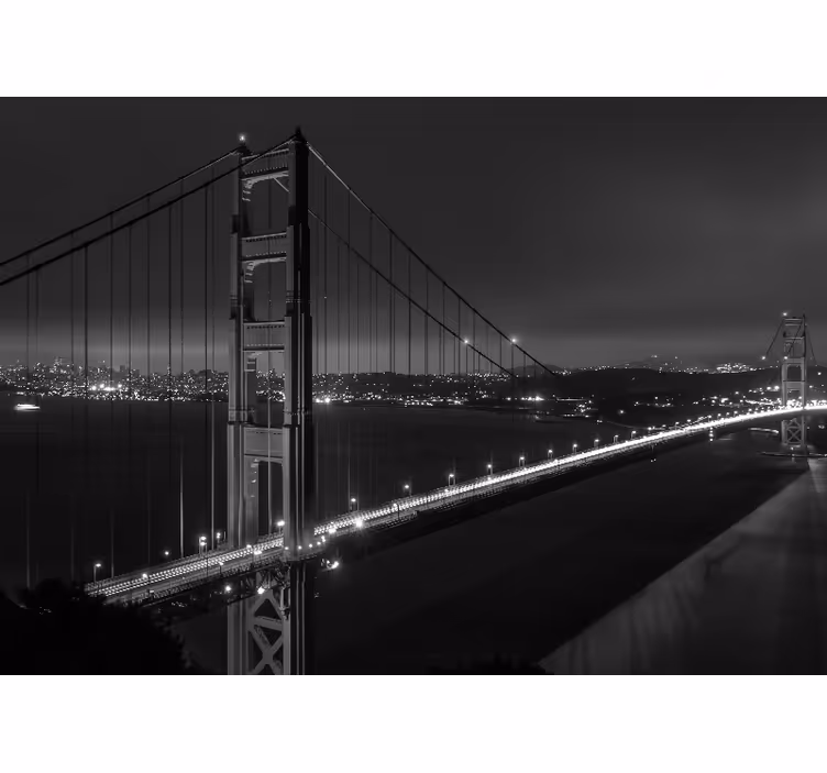Roller blind for living room golden gate at night bw - TenStickers