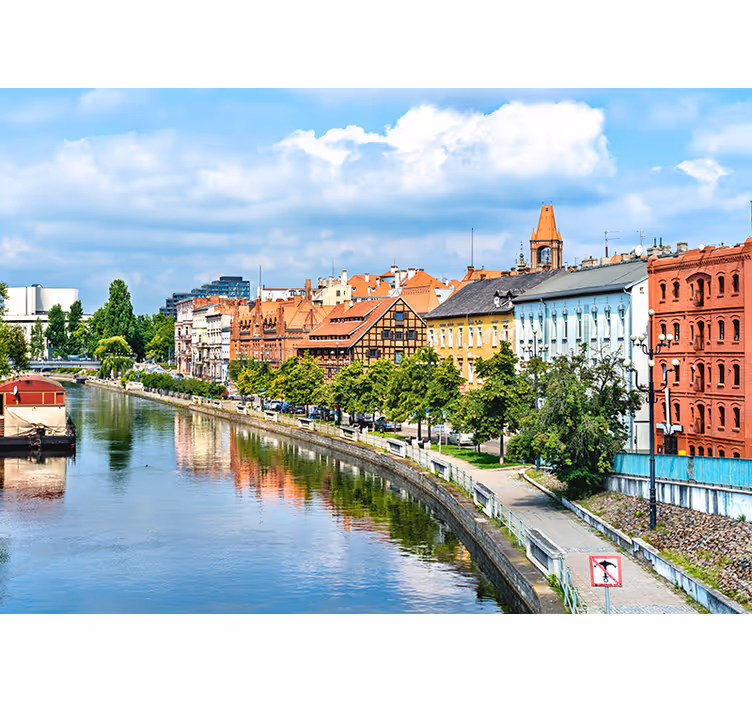 Roller blind for living room bydgoszcz river - TenStickers