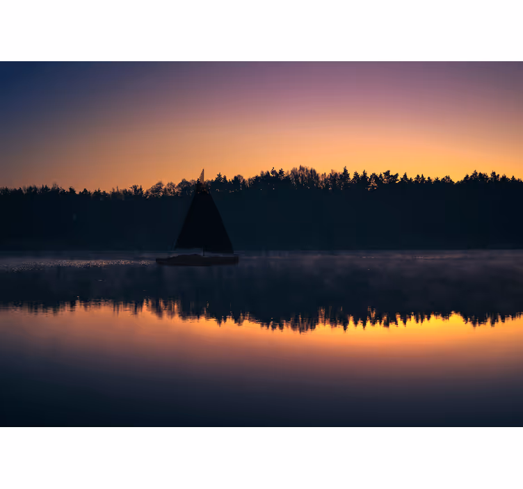 Roller blind for living room mazury sailboat sunset - TenStickers