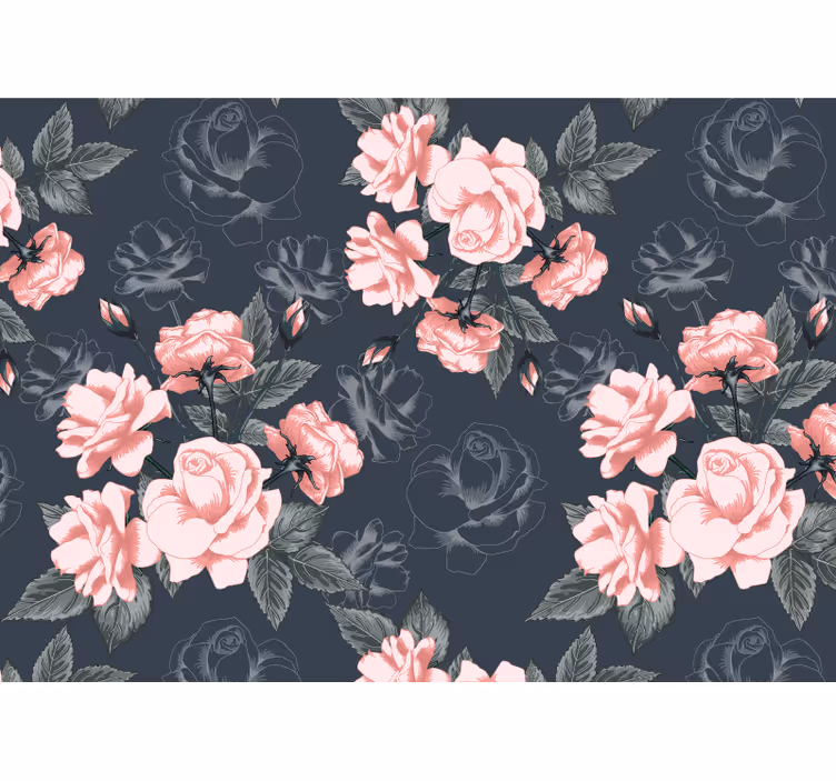 Vintage white and pink roses roller blind for living room - TenStickers