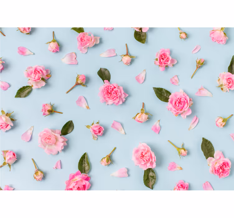Different roses on blue roller blind for living room - TenStickers