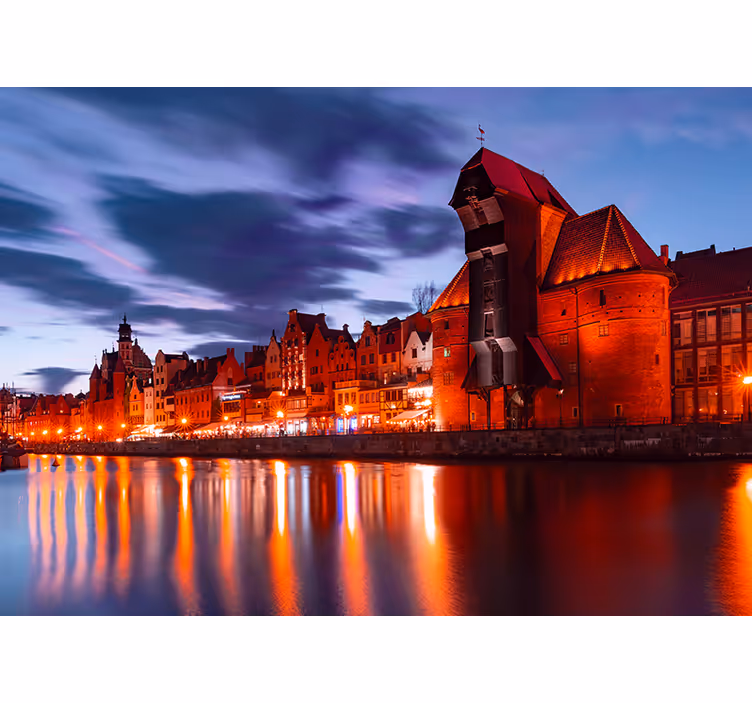 Roller blind for living room gdańsk harbor - TenStickers