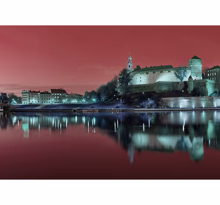 Roller blind for living room cracow at sunset - TenStickers