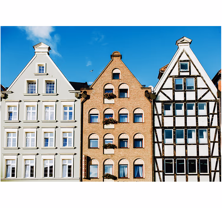 Ginger houses in gdańsk roller blind for living room - TenStickers