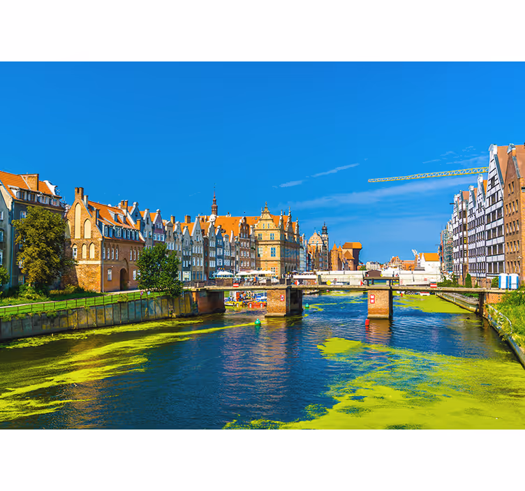 Roller blind for living room gdańsk city view - TenStickers