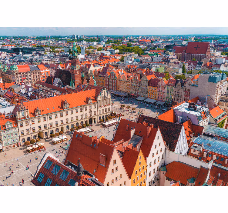 Roller blind for living room wrocław skyline - TenStickers