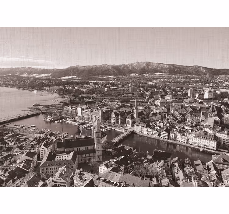 Roller blind for living room zürich with mountains view - TenStickers